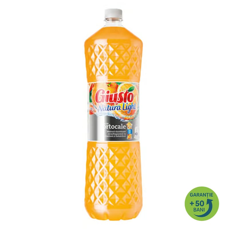 Giusto Natura Light Bautura racoritoare necarbogazoasa cu suc de portocale pet