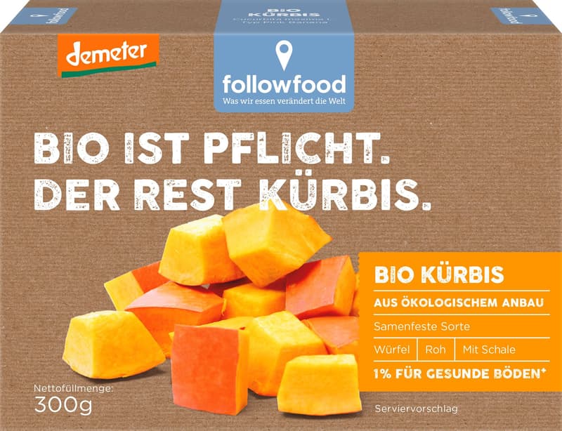 Followfood ECO Demeter Dovleac cuburi congelat