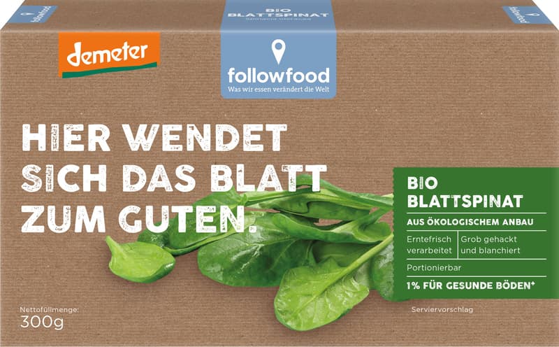 Followfood ECO Demeter Frunze de spanac congelate