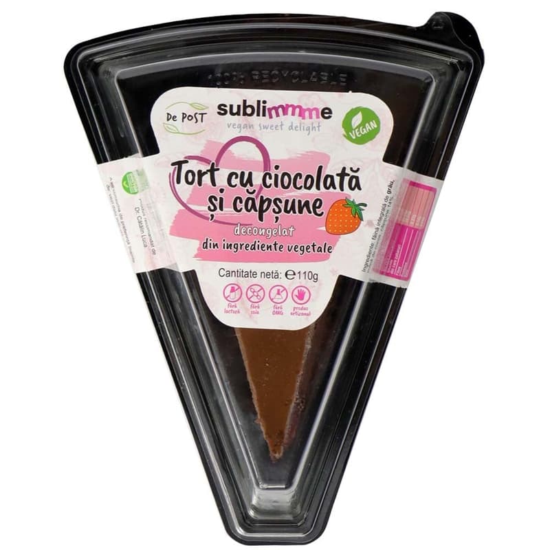 Sublimmme Felie de tort vegan cu ciocolata si capsune