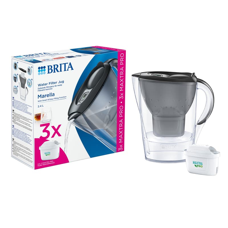 Brita Marella Maxtra PRO Water Filter Jug, 2.4l capacity + 3 filters