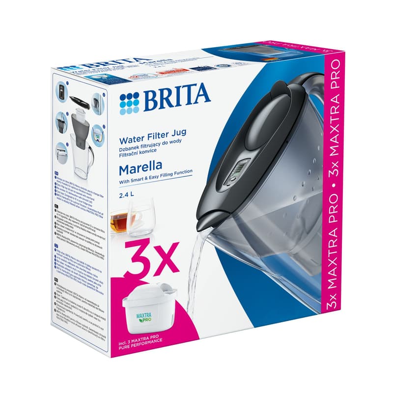 Brita Marella Maxtra PRO Water Filter Jug, 2.4l capacity + 3 filters