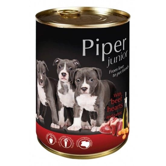 Piper Wet Food for Junior Dogs with Beef Heart and Carrots