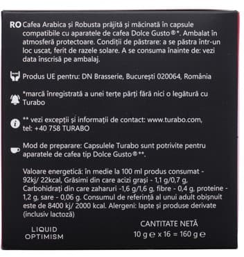 Turabo Cafe au Lait Cafea capsule compatibile Dolce Gusto