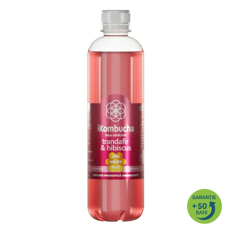 iKombucha Bautura energizanta cu trandafir & hibiscus pet