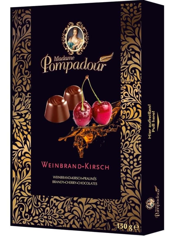 Madame Pompadour Dark chocolate filled with sour cherry juice concentrate and brandy