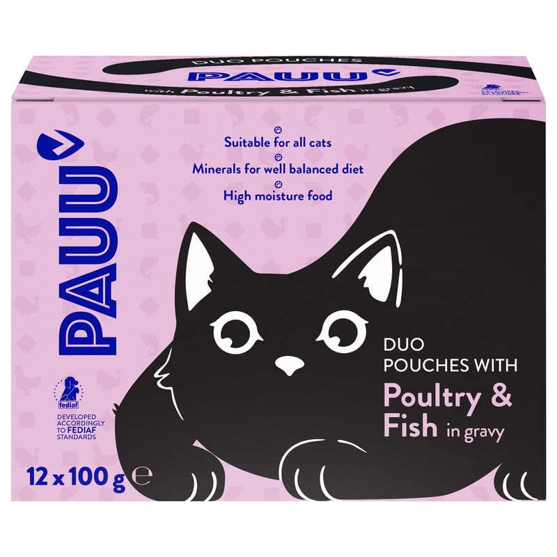Pauu Wet food for cats with chicken and fish in sauce