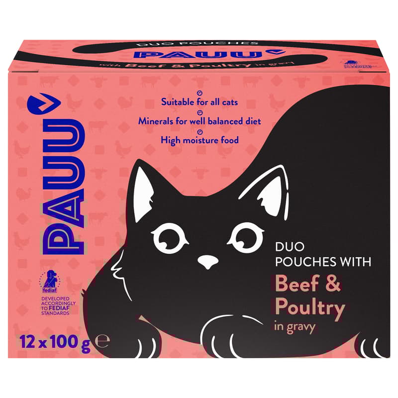 Pauu Wet food for cats with beef and chicken in sauce