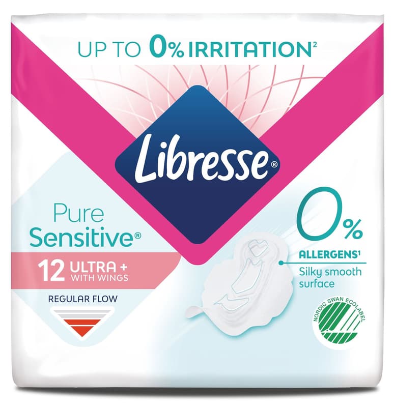Libresse Pure Sensitive Ultra Absorbent Pads, 12 pieces