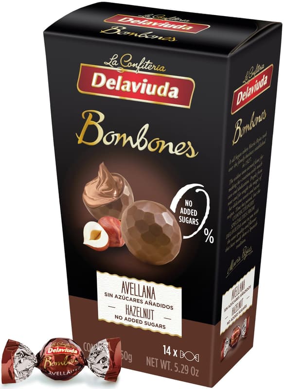 Delaviuda Praline fara zahar de ciocolata cu lapte cu umplutura de alune de padure