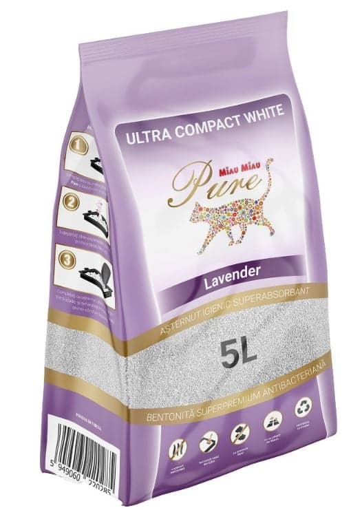 Miau Miau Pure White Bentonite Litter, Lavender