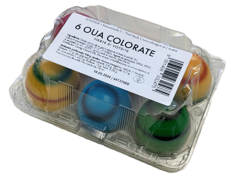 Oua colorate cu model, fierte si vopsite, marimea M, COD 2, 6 bucati