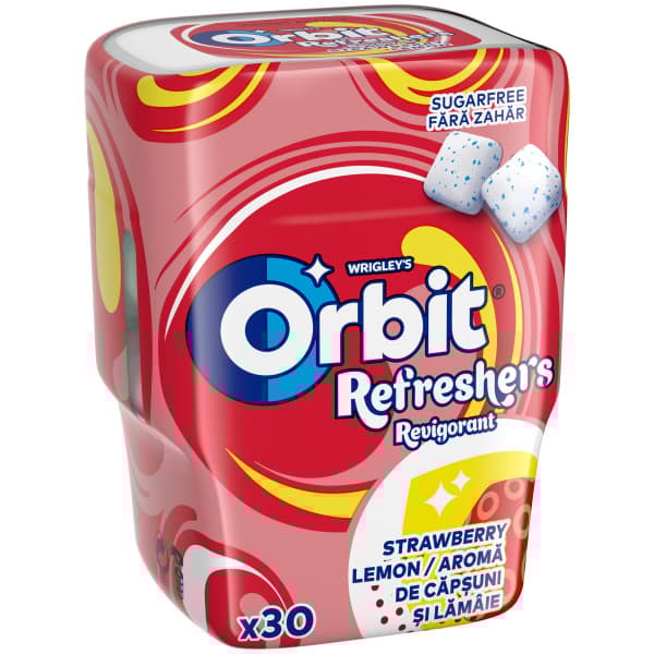 Orbit Refreshers Sugar-free chewing gum with strawberry and lemon flavors, 30 pcs