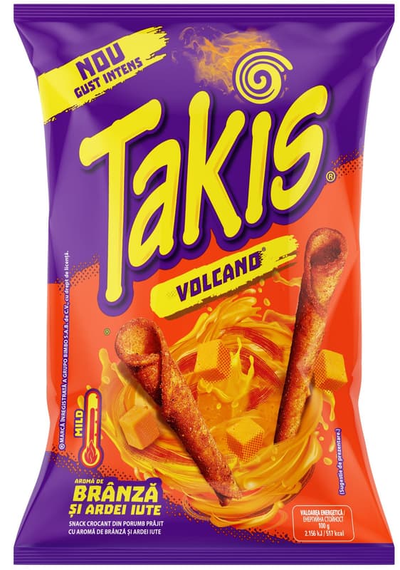 Takis Volcano Tortilla Chips cu aroma de branza si ardei iute