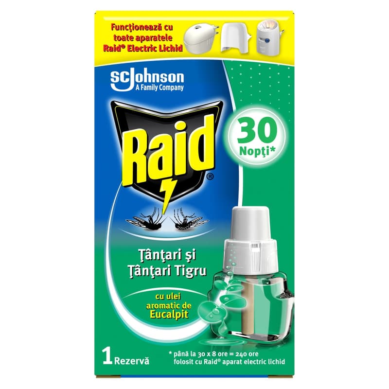 Raid Liquid Electric Electric Mosquito Refill with Eucalyptus, 30 Nights