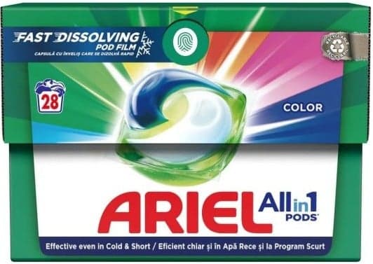 Ariel All In One Pods Color Detergent Capsule, 28 spalari