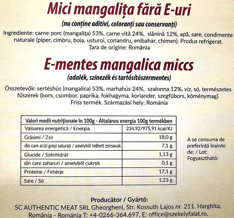 Szekely Falat Mici de porc mangalita