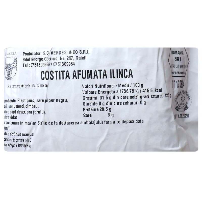 Zimbria Costita afumata Ilinca