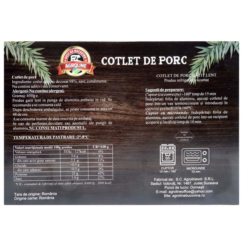 Agroline Bucovina Cotlet de porc gatit lent