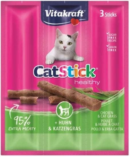 Vitakraft Cat Recompense pentru pisici cu pui si iarba pisicii