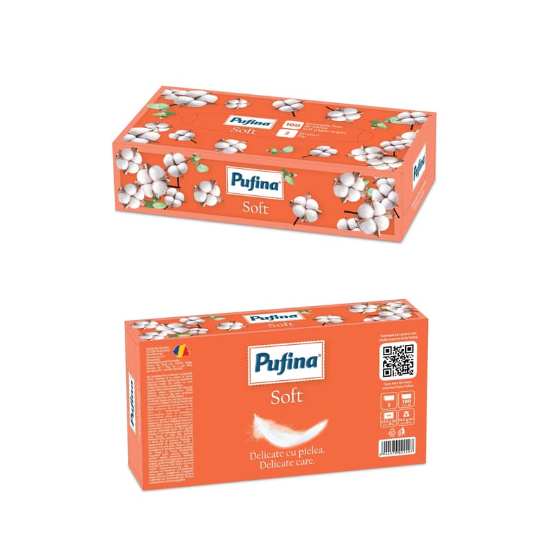 Pufina Servetele faciale, 2 straturi, 100 buc