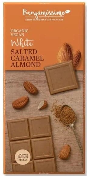Benjamissimo ECO Ciocolata alba cu migdale si caramel sarat fara gluten