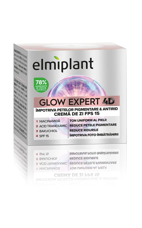 Elmiplant Glow Expert 4D Crema de zi impotriva petelor pigmentare, antirid, cu niacinamida si SPF 15