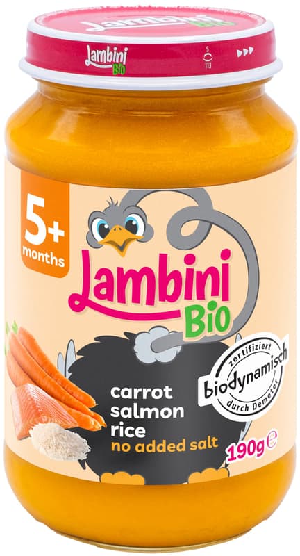 Lambini ECO Meniu cu morcovi, orez si somon