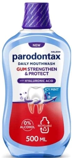 Parodontax Gum Strengthen & Protect Icy Mint Apa de gura cu fluor fara alcool