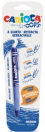 Carioca Oops Erasable Pen, 0.7mm, Retractable, Blue