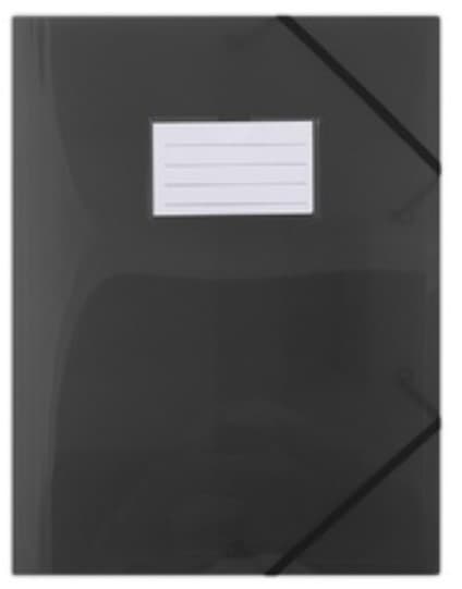 Donau Mapa plastic cu elastic pe colturi, cu eticheta, 480 microni, negru transparent