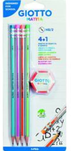 GIOTTO Creion cu mina grafit, 4 bucati + radiera