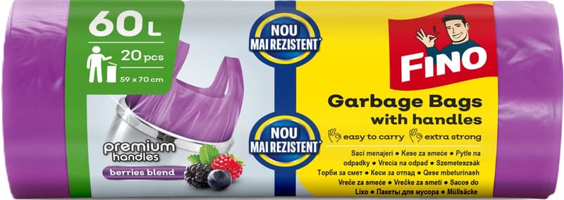 Fino Colorful household bags with handles HD 60l