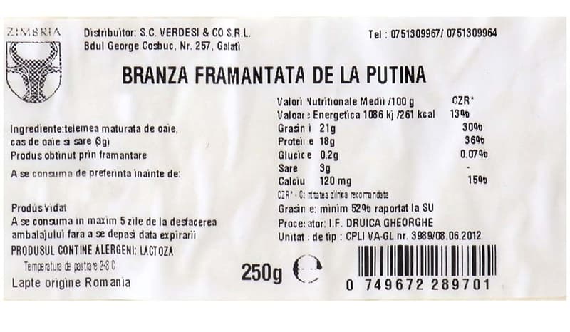 Zimbria Branza framantata la putina