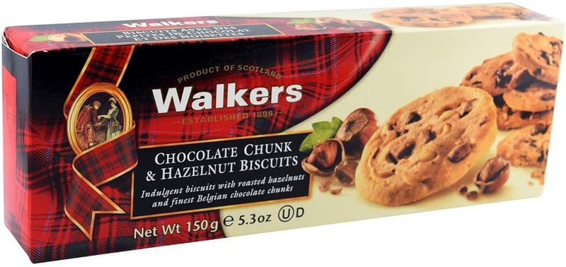 Walkers Biscuiti cu bucati ciocolata si alune de padure