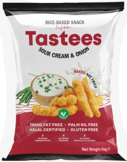 Tastees Rice snack with sour cream and onion flavor