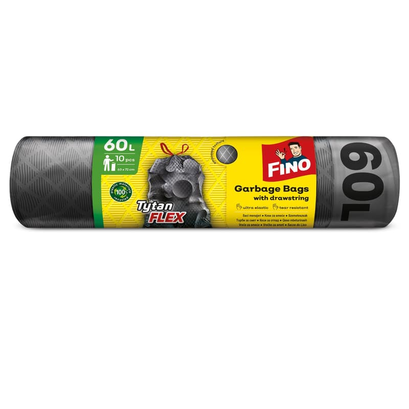 Fino Household bags with drawstring Tytan Flex 60l