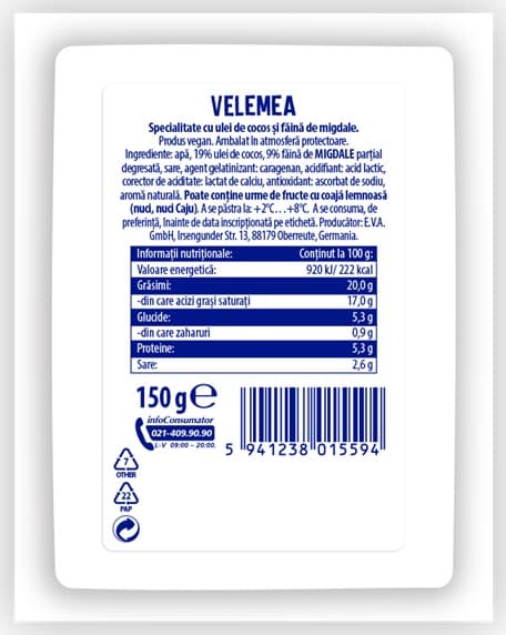 Hochland Velemea Specialty with coconut oil and almond flour