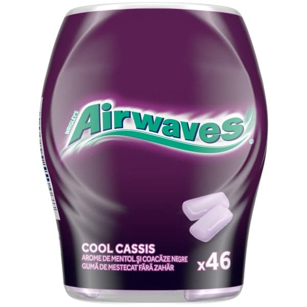 Airwaves Cool Cassis guma de mestecat fara zahar cu arome de mentol si coacaze negre 46 buc