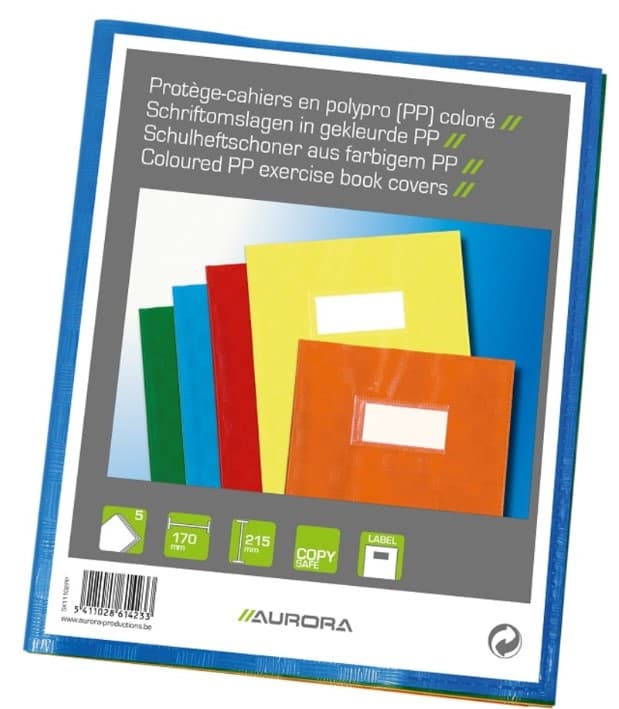 Aurora Set 5 coperti PP cu eticheta, format A5, culori asortate