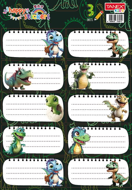 Tanex Dino Set etichete scolare