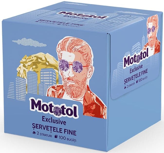 Mototol Cutie servetele cub, 2 straturi, alb
