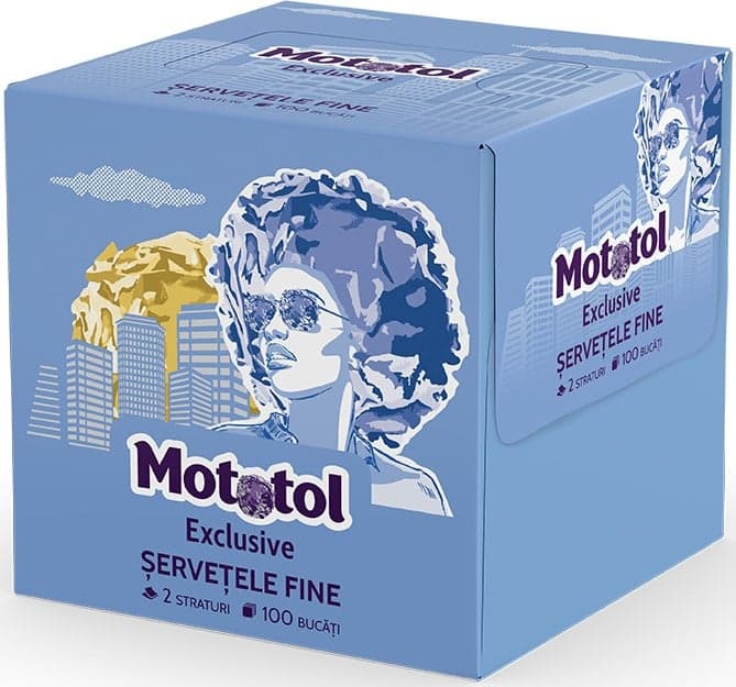 Mototol Cutie servetele cub, 2 straturi, alb