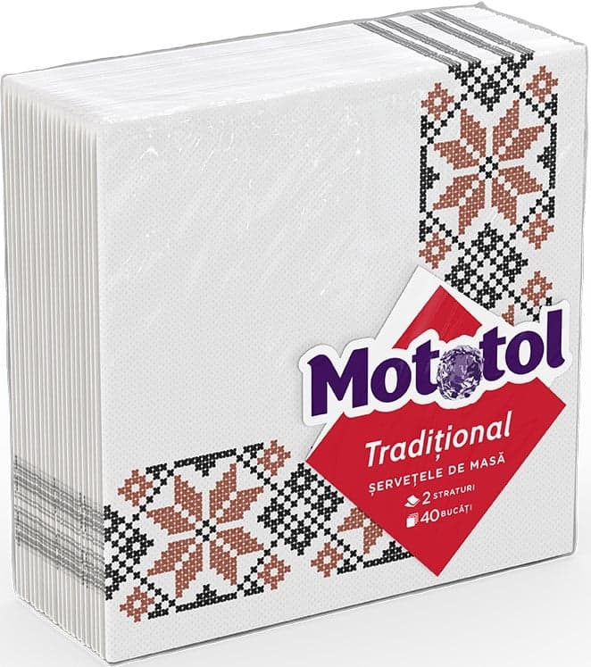 Mototol Fine Touch Servetele 33x33 cm, 2 straturi, motive florale traditionale