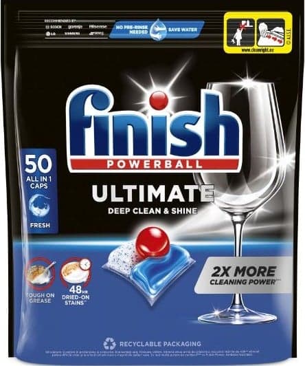 Finish Ultimate Powerball All In One Deep Clean&Shine Detergent pentru masina de spalat vase, 50 capsule