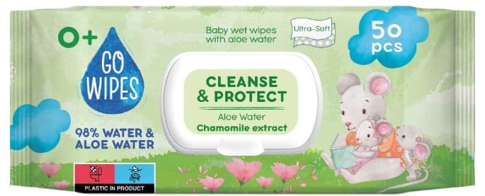 GoWipes Servetele umede cu capac pentru copii, apa aloe&musetel