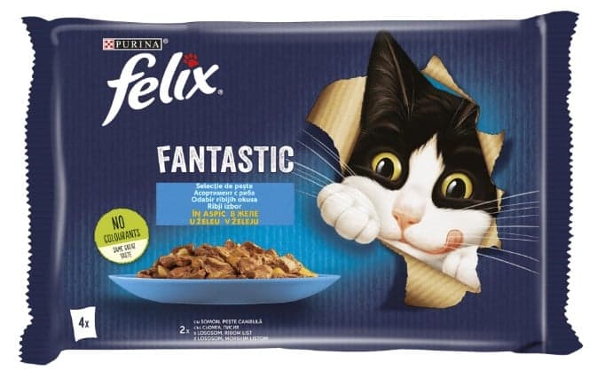 Felix Fantastic Salmon & Fish Wet Cat Food, 4x85g