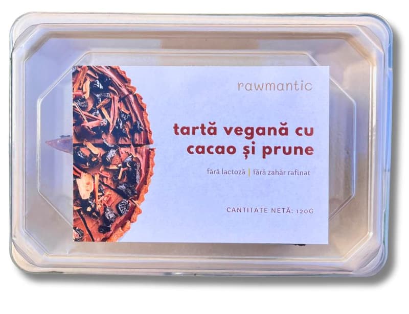 Rawmantic Vegan tart with cocoa and plums