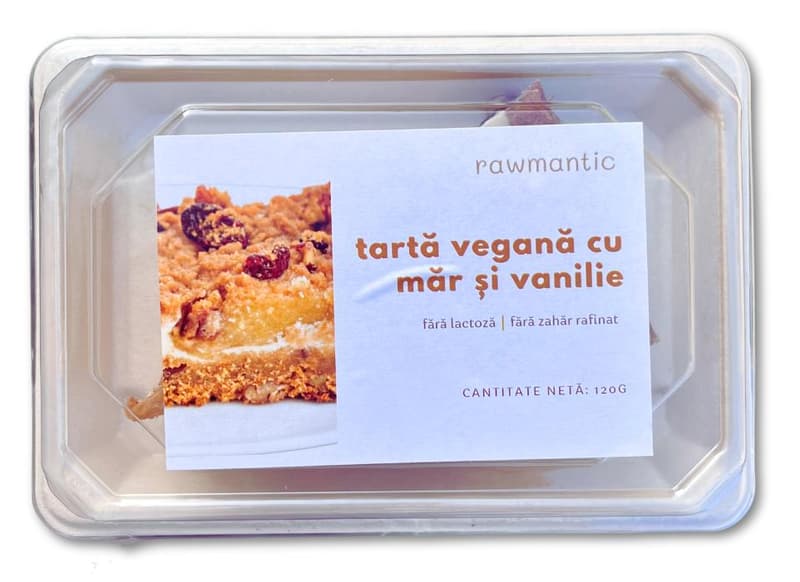 Rawmantic Crumble vegan cu mar vanilie si stafide