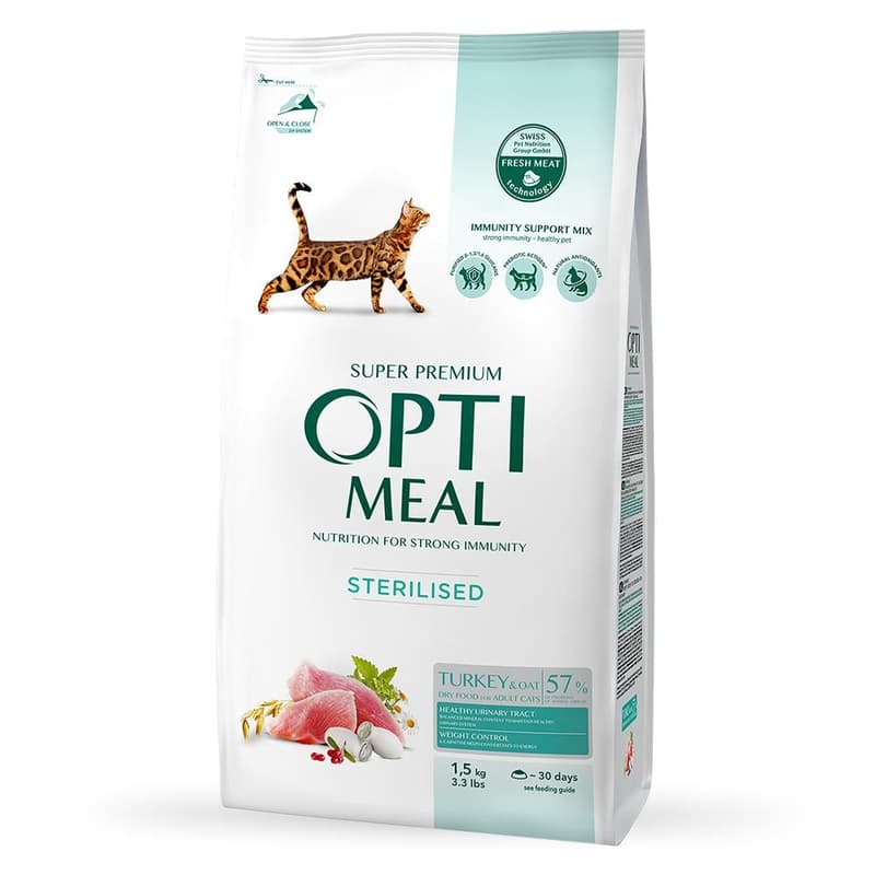 OPTIMEAL Dry food for sterilized cats, turkey and oats
